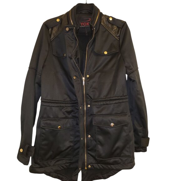 YOKI | Black Anorak Zipper Trim 100% Polyester Rain Coat XL - Picture 1 of 14